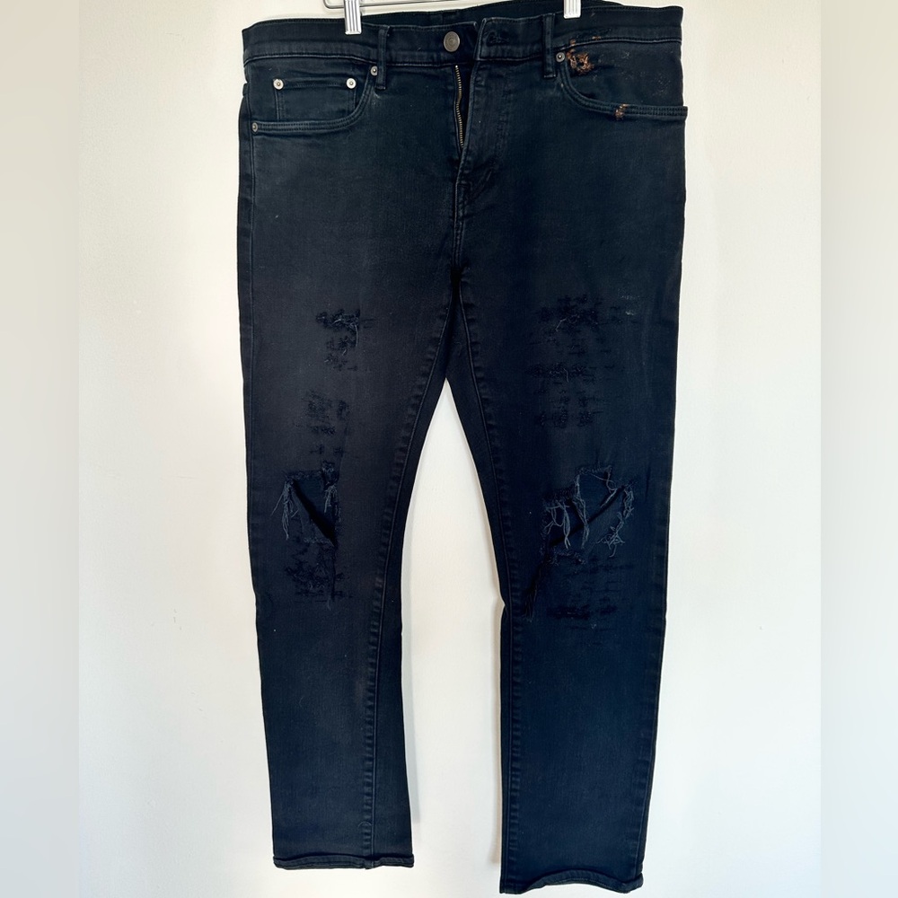 Burberry Men's Dark Distressed Skinny Jeans